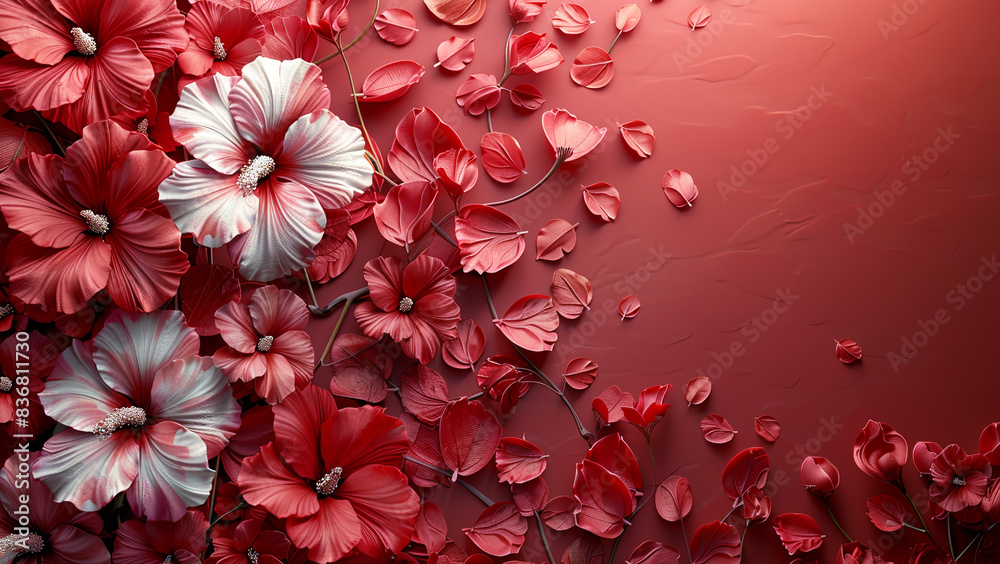 Obraz premium Background illustration with flowers for holiday cards,Generated by AI