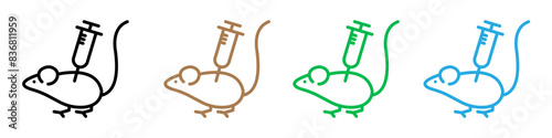 Animal testing icon showing lab rats and chemical beakers, ideal for scientific research and ethical debates