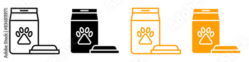 Pet food package icon showing nutritious pet meals, ideal for pet stores, veterinary clinics, and animal care products