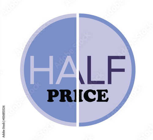 Text word half price icon logo design with White background