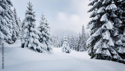 winter forest landscape with trees and snow © HORA STUDIO