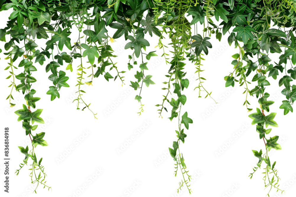 Tropical creeper border hanging on transparent background Tropical creeper border hanging on transparent background