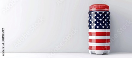American Flag Blender Bottle Isolated on White Background photo