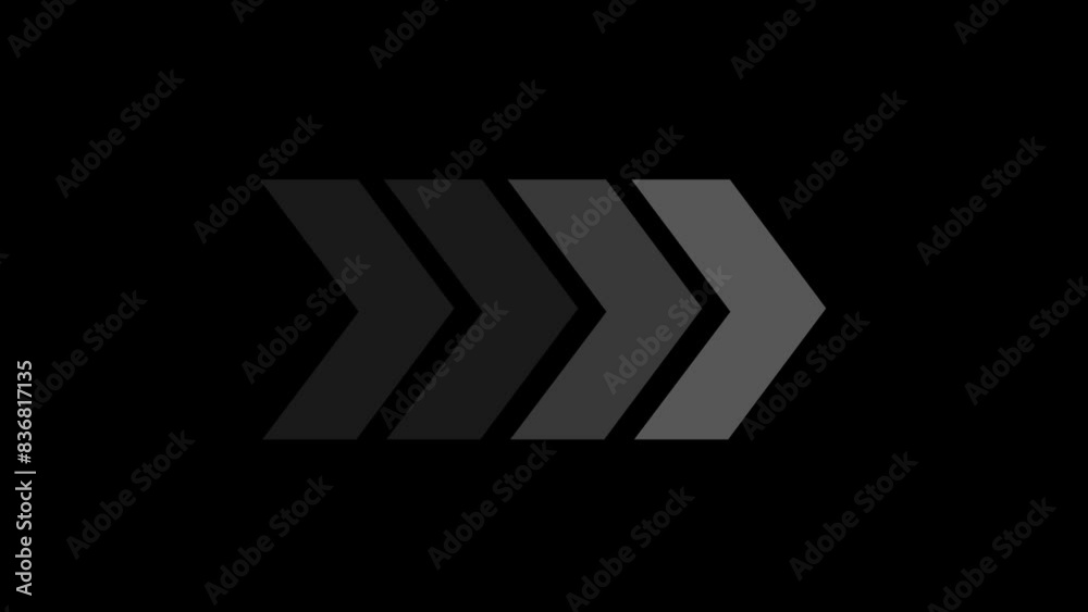 Blinking directional arrow animation, arrow direction sign on black background. Blinking directional arrow animation, arrow direction sign on black background.