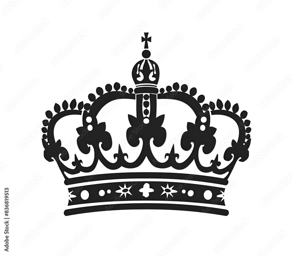 Obraz premium A crown with a cross on top. The crown is black and white