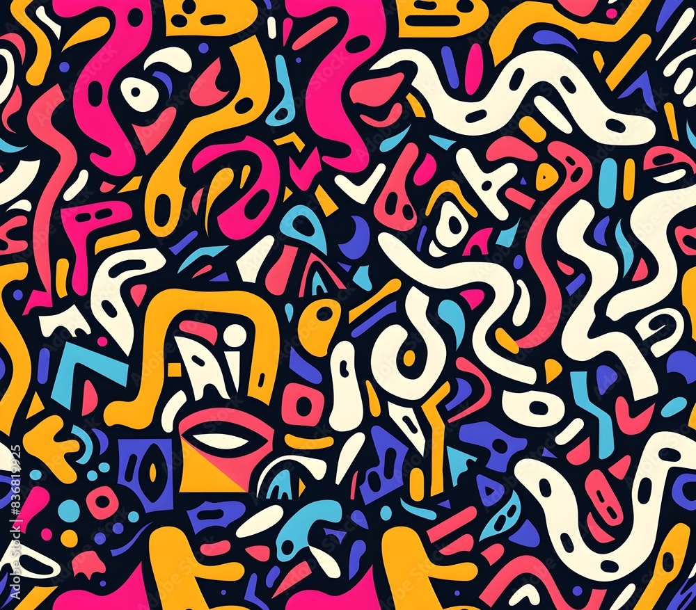 Vibrant and Playful Doodle Inspired Seamless Pattern Design Vibrant and Playful Doodle Inspired Seamless Pattern Design