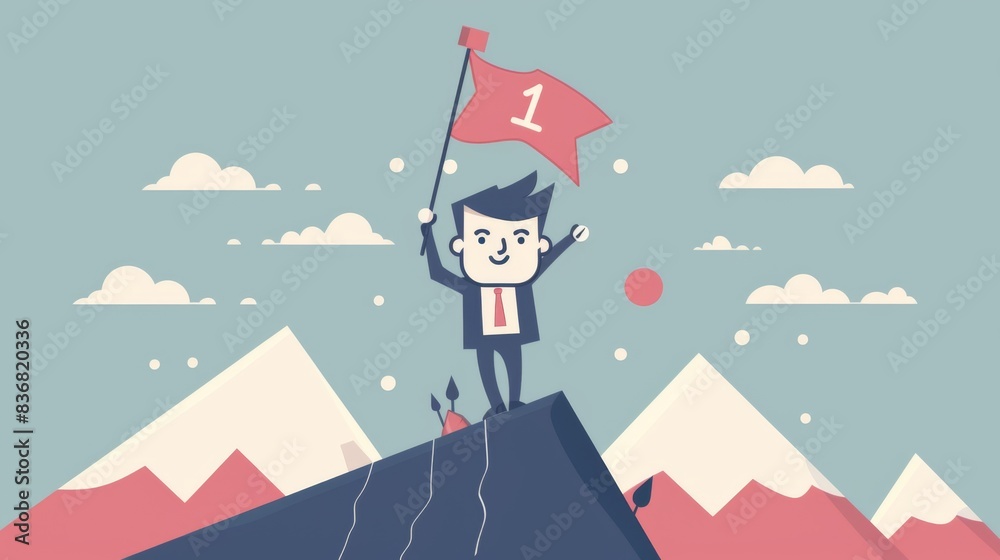 Businessman Reaching the Top of the Mountain Businessman Reaching the Top of the Mountain