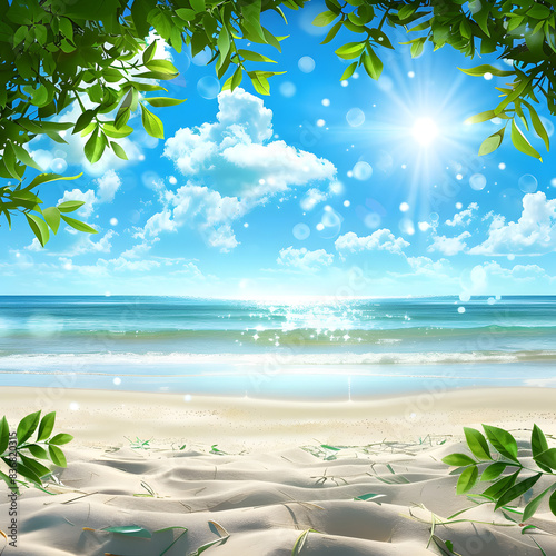 Summer time  sea  blue  sky  clear  sunny  bright  adventure  real Summer Background.