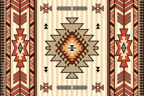 Navajo tribal vector seamless pattern. Native anmericn ornament. Ethnic South Western decor style. Boho geometric ornament. Vector seamless pattern. Mexican blanket, rug. Woven carpet illustration.