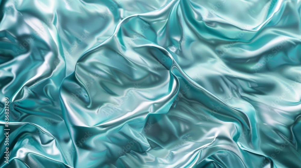 Elegant Turquoise Satin Fabric with Luxurious Shiny Texture