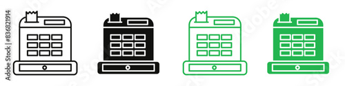 Cash register icon depicting retail checkout and sales, ideal for business, commerce, and accounting designs
