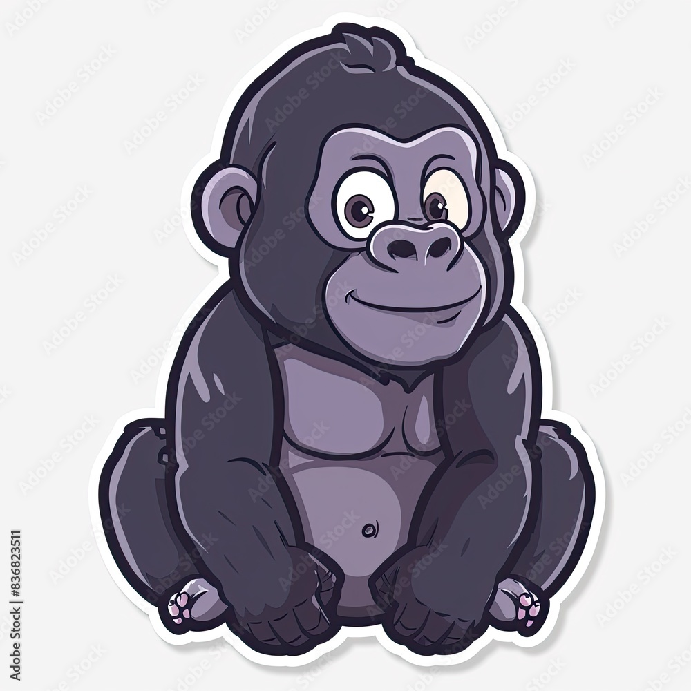Naklejka premium Cute cartoon gorilla with big eyes generated with AI