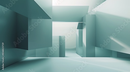 Modern abstract architecture design featuring geometric shapes and clean lines with a subtle gradient background