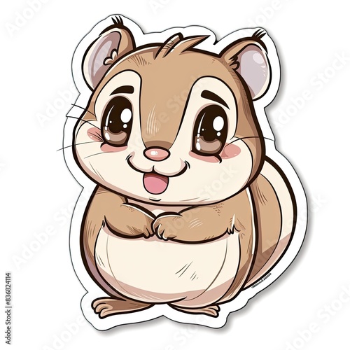 Cute Cartoon hamster Sticker with Blush Cheeks generated with AI photo