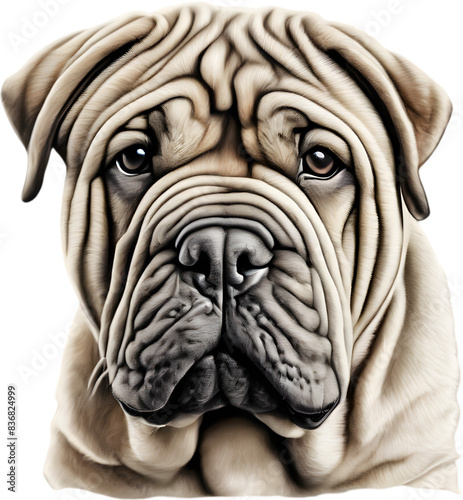 Sharpei dog, known for deep wrinkles and blue-black tongue.  © Pram