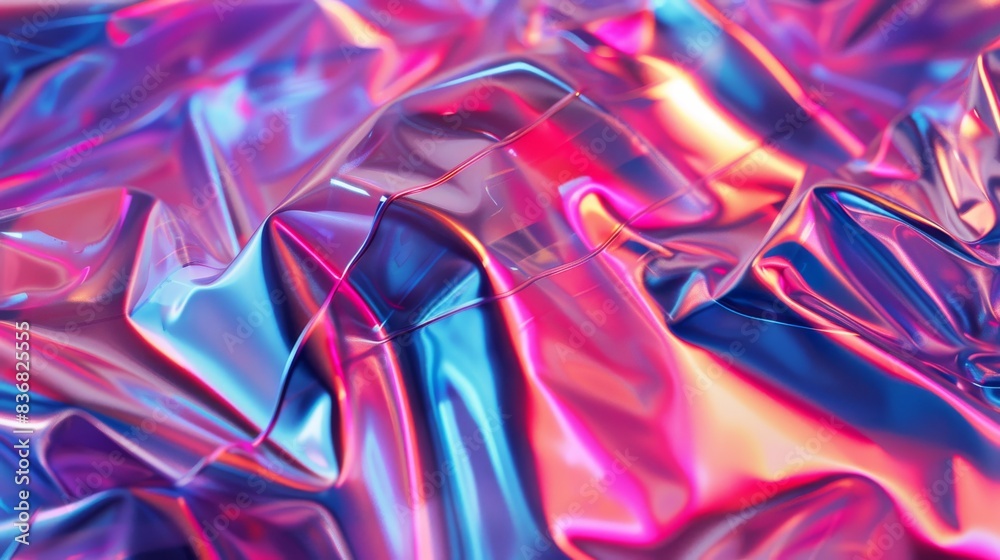 Abstract Iridescent Background with Vibrant Gradient Colors and Glossy Surface Textures