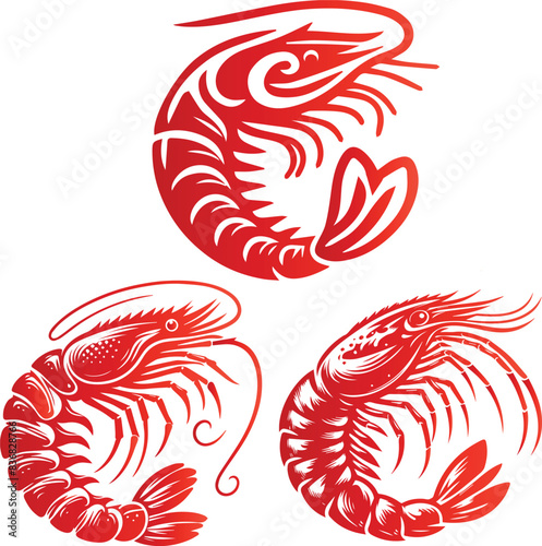 Shrimp Silhouette Vector, white background