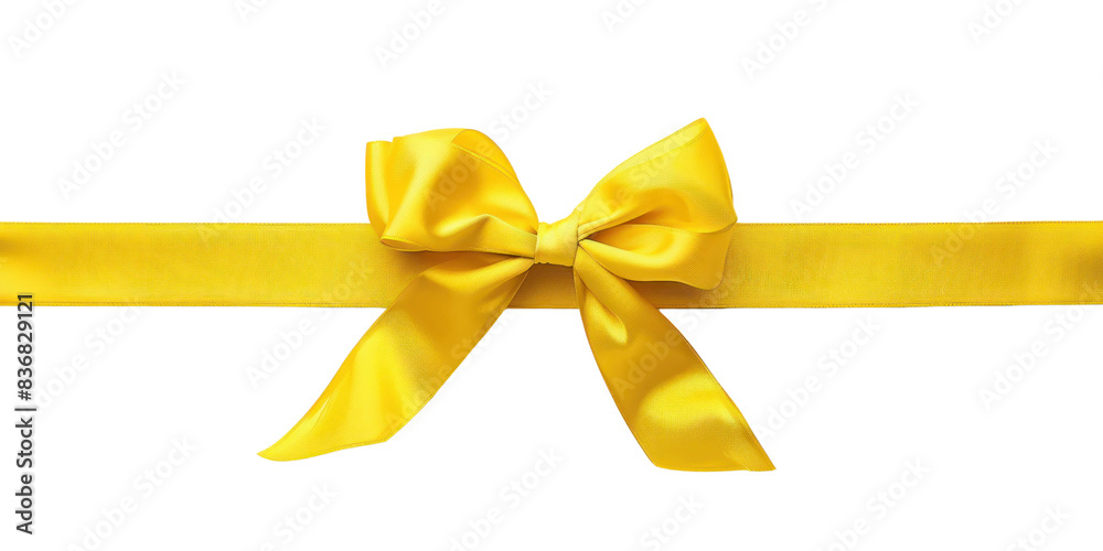 Yellow color satin ribbons and bow isolate on transparent png. Holiday Edition, Ribbon decorative shiny. Yellow color satin ribbons and bow isolate on transparent png. Holiday Edition, Ribbon decorative shiny.