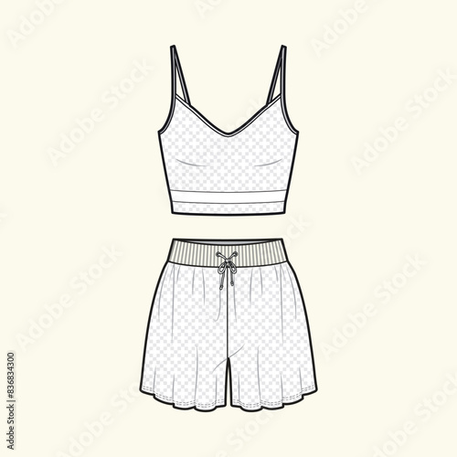 Comfortable Women's Homewear Set: Pajamas Jersey Shorts and Top 