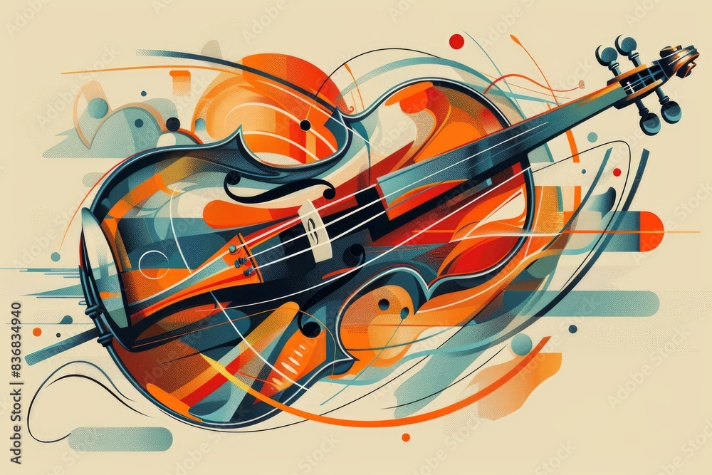 Vibrant abstract violin fusion illustration artwork with modern ...