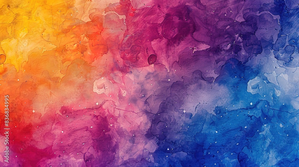 An abstract watercolor background in vibrant hues, ideal for artistic projects or creative presentations.