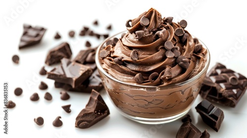 Chocolate Mousse in Cup on White Background photo