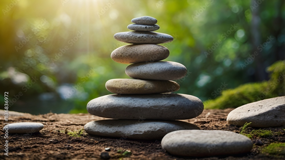 Granater AI Zen stones arranged in a serene forest setting, symbolizing tranquility and balance amidst nature's beauty. Granater AI Zen stones arranged in a serene forest setting, symbolizing tranquility and balance amidst nature's beauty.