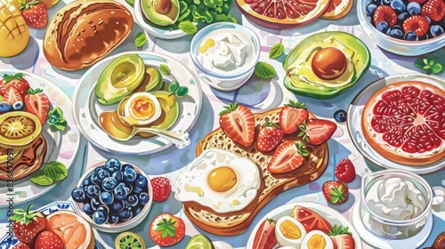 Wallpaper Mural Nourishing breakfast spread with an image showcasing an array of wholesome foods Torontodigital.ca