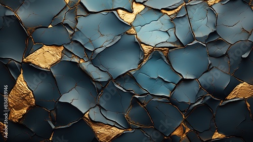 a darg and gold wall of broken glass © Nastassia