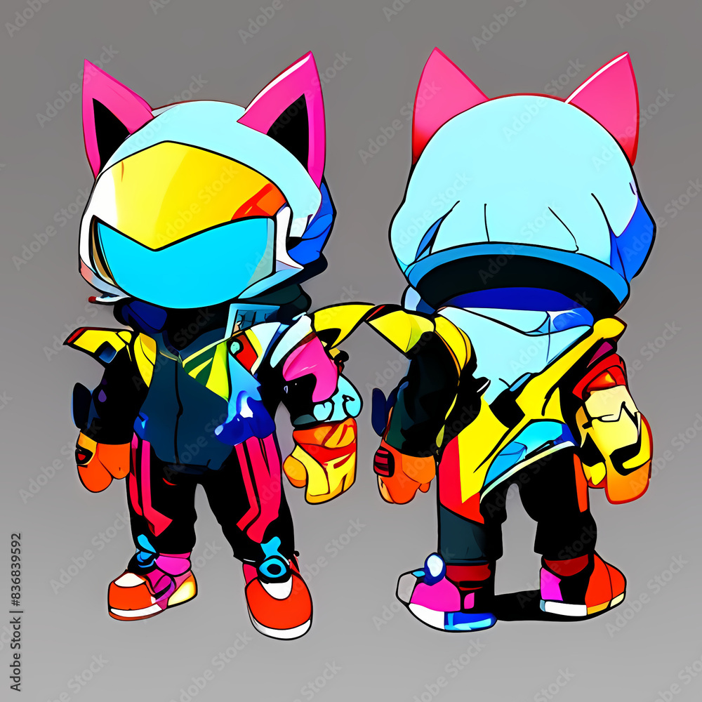 MECHA CAT TECHWEAR CHARACTER ILLUSTRATION MECHA CAT TECHWEAR CHARACTER ILLUSTRATION