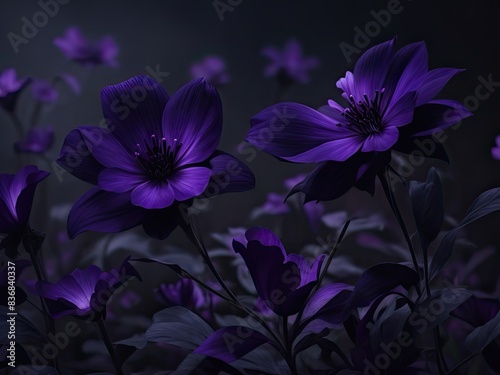 Dark flowers with a purple glow behind them © REZAUL4513