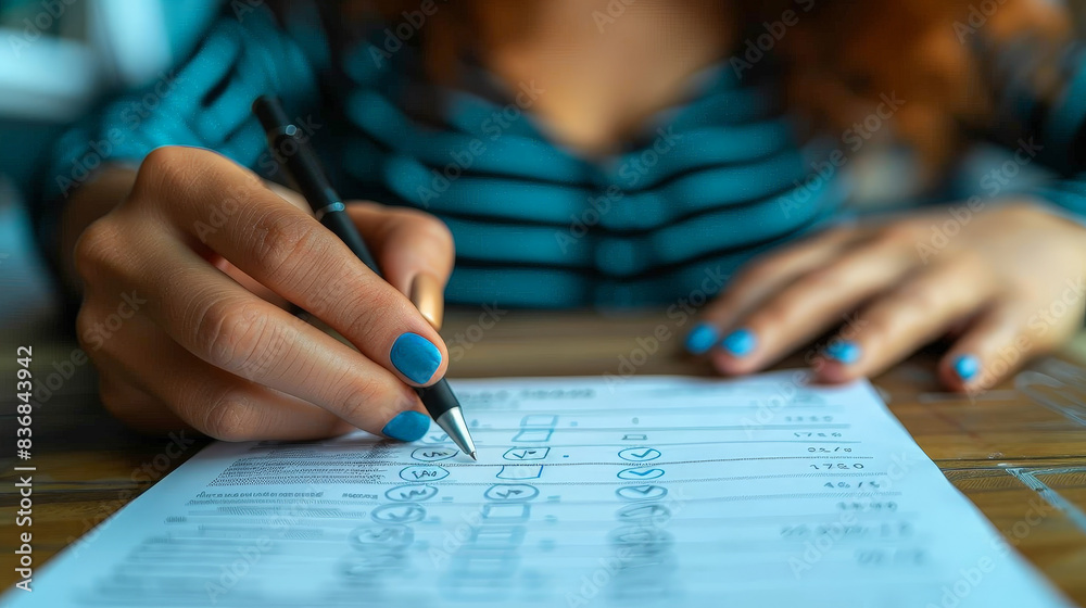 Filling out the survey on questionnaire paper. Filling out the survey on questionnaire paper.