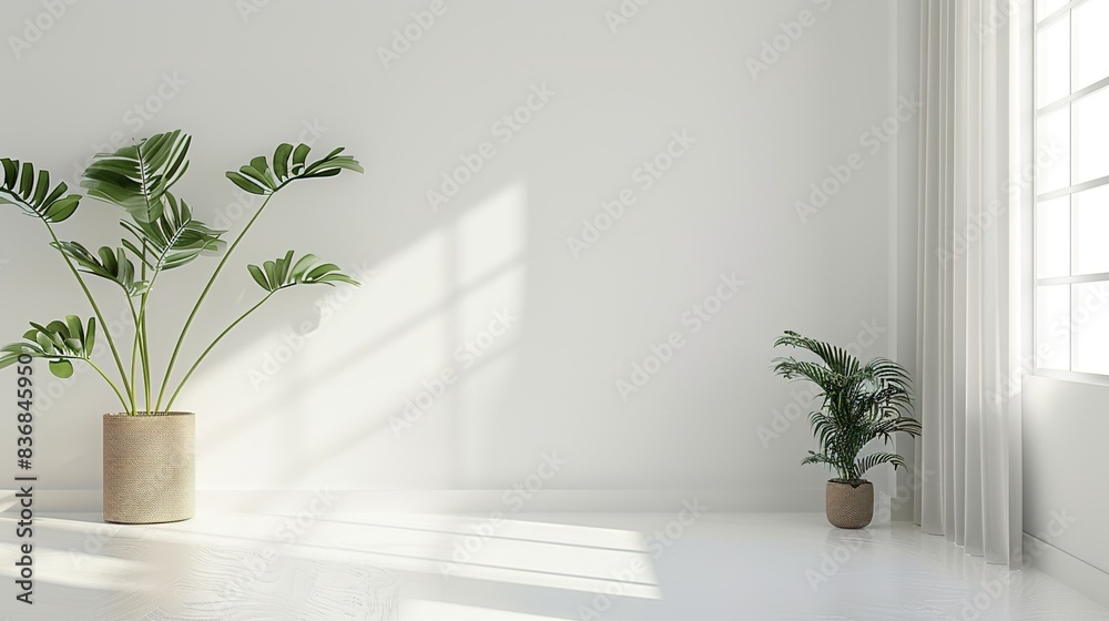Fototapeta premium Fresh and inviting, this white backdrop sets the stage for engaging and memorable presentations. 