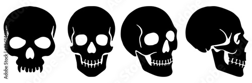 Skull Silhouette: Gothic Icon, Halloween Symbol, Death Concept, Spooky Design, Flat Vector Illustration