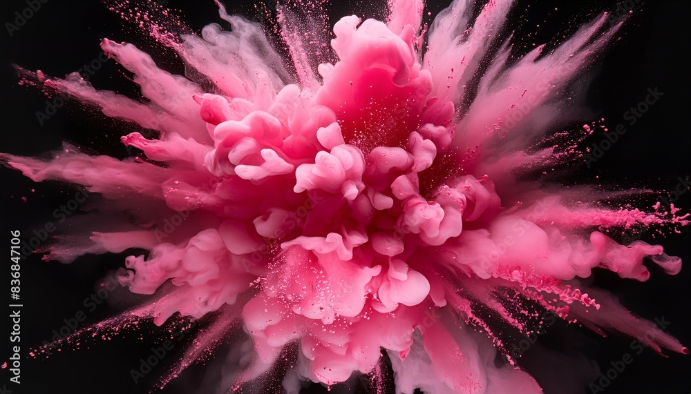 Vibrant pink fluid burst creating an abstract pattern against a dark background. Swirling bursts of fluid in vivid shades of pink evoke a sense of energy, creativity, and motion.
Vibrant pink fluid burst creating an abstract pattern against a dark background. Swirling bursts of fluid in vivid shades of pink evoke a sense of energy, creativity, and motion.