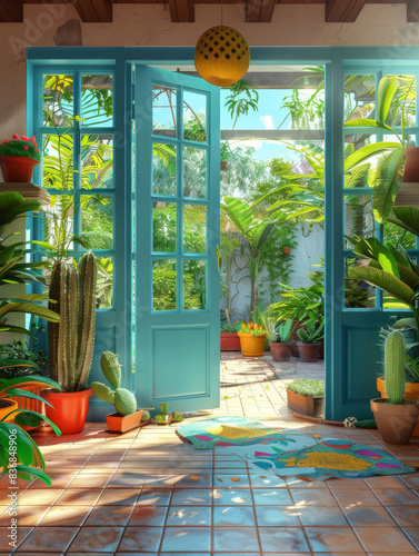 The entrance of the door of the sun -filled room