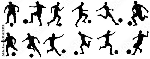 soccer player silhouette illustration. vector set of football players football