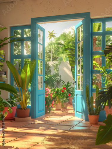 The entrance of the door of the sun -filled room