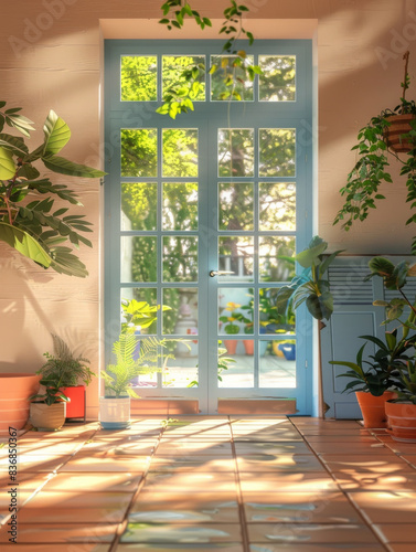 The entrance of the door of the sun -filled room