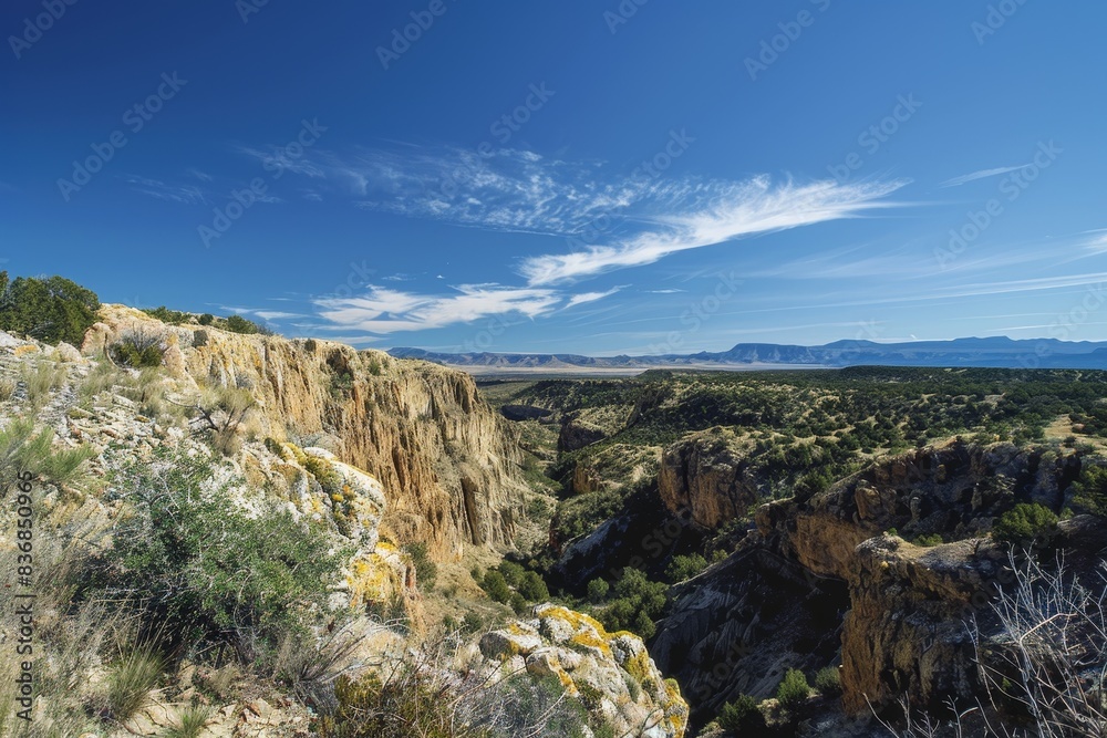 Vast Canyon Landscape with Clear Blue Sky for Text Overlay Vast Canyon Landscape with Clear Blue Sky for Text Overlay
