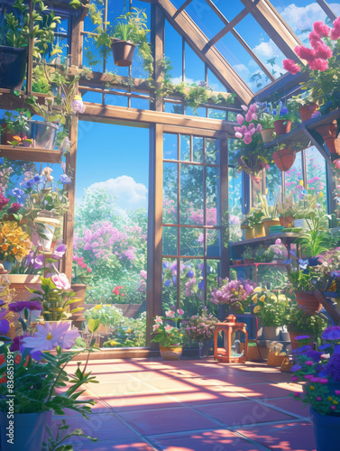 Sprinkling glass greenhouse