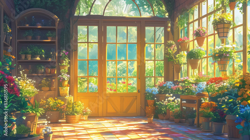 Sprinkling glass greenhouse