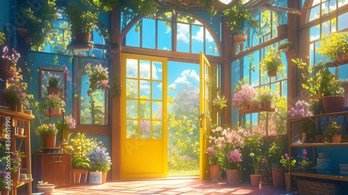 Sprinkling glass greenhouse