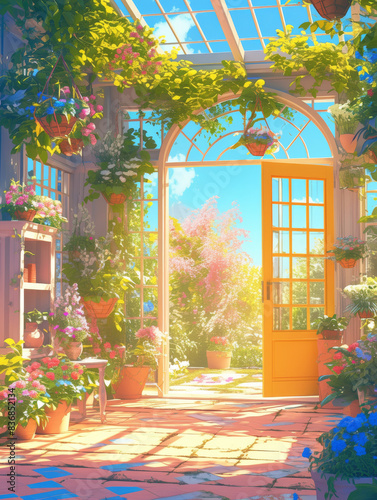 Sprinkling glass greenhouse