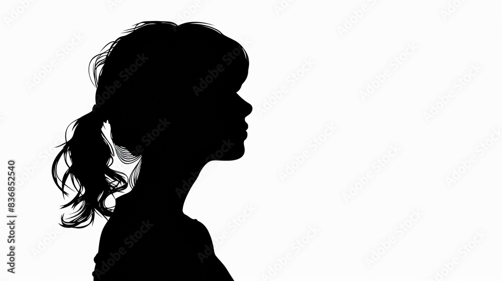 Pure black silhouette of a woman on a white background Pure black silhouette of a woman on a white background