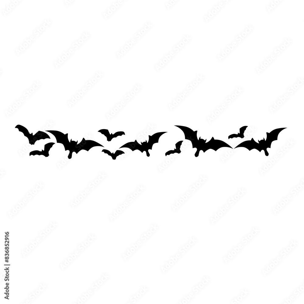 Fototapeta premium Halloween silhouettes flying bats pattern line