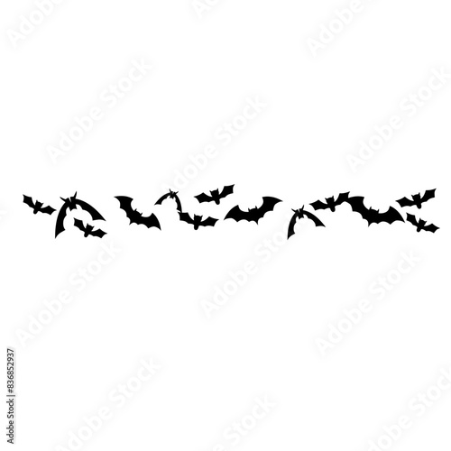Halloween silhouettes flying bats pattern line