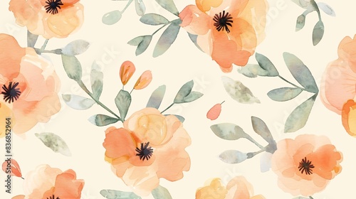 Delicate floral watercolor design in subtle hues, perfect for cosmetics or other applications.