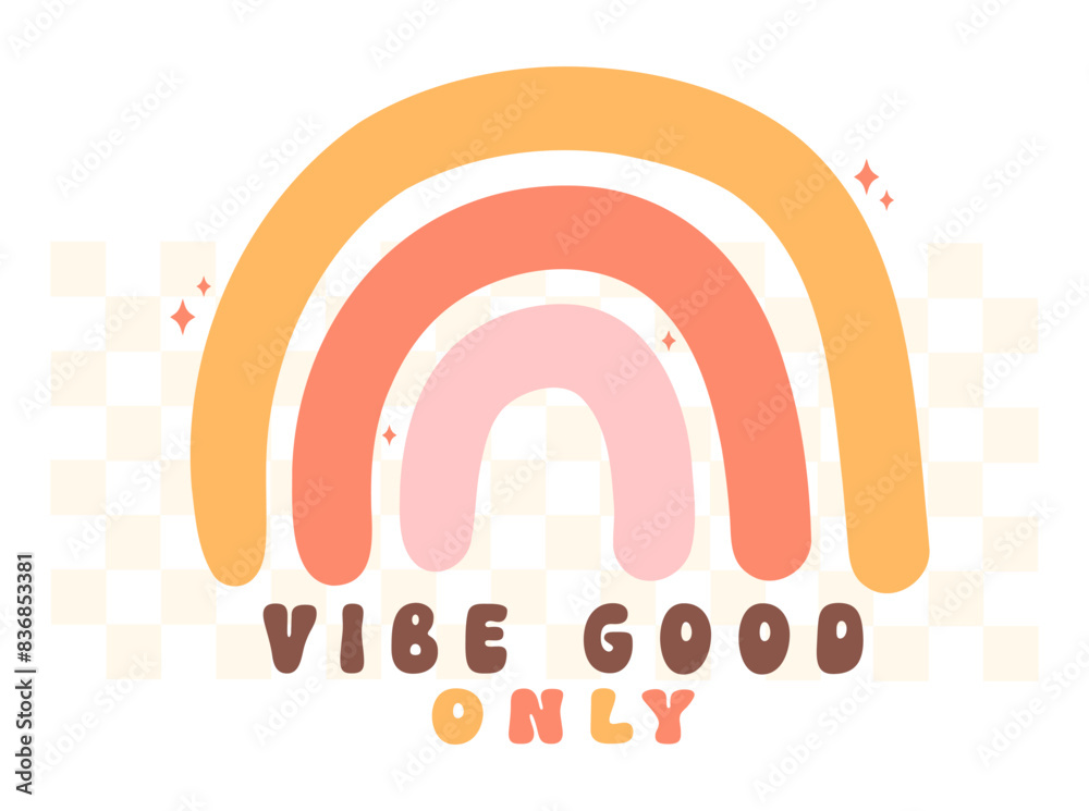 Retro Groovy Summer Rainbow Vibe good only Cute Cartoon simple Retro Groovy Summer Rainbow Vibe good only Cute Cartoon simple