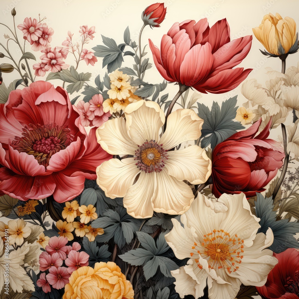 background with orange and red flowers on light background background with orange and red flowers on light background